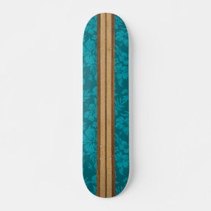 Sunset Beach Vintage Surf Nep-hout Teal Persoonlijk Skateboard