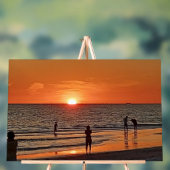 Sunset Beach Wall Art Coastal Ocean Decor (Neutraal)