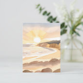Sunset Beach | Waterverf aan de kust van de oceaan Briefkaart (Staand voorkant)
