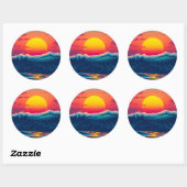 Sunset Beach Wave Ronde Sticker (Vel)