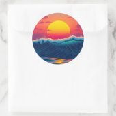 Sunset Beach Wave Ronde Sticker (Tas)
