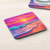Sunset Beach Waves Design Bier Onderzetter (Linkerzijde)