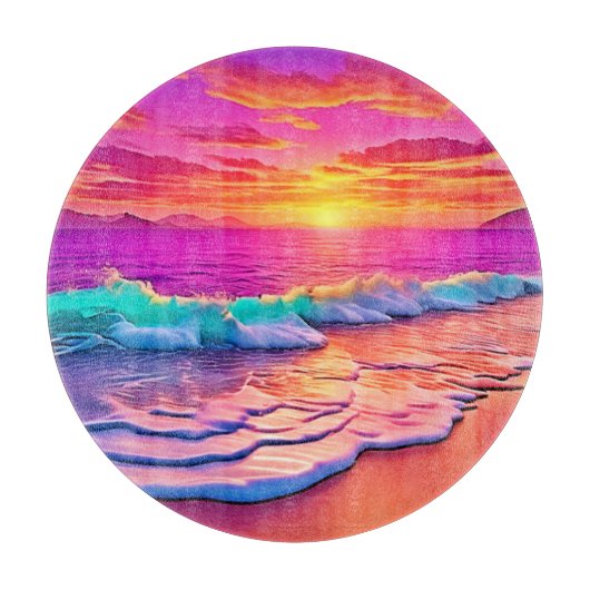 Sunset Beach Waves Design Snijplank (Voorkant)