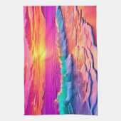 Sunset Beach Waves Design Theedoek (Verticaal)