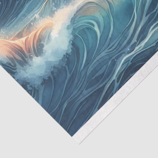 Sunset Beach Waves Waterverf Decoupage Tissuepapier (Detail)