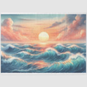 Sunset Beach Waves Waterverf Decoupage Tissuepapier (Voorkant)
