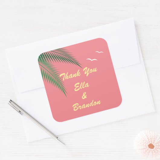 Sunset Beach Weddenschap Bedankt Sticker (Envelop)