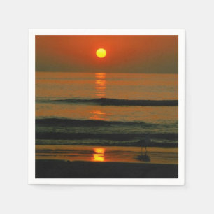 Sunset Beach Weddenschap Photo Paper Napkins Servet