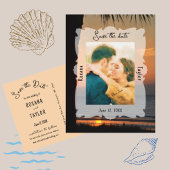 Sunset Beach Weddenschap Photo Save the Date Briefkaart