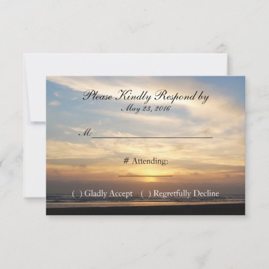 Sunset Beach Weddenschap RSVP Card Kaartje (Voorkant)