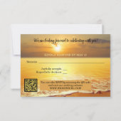 Sunset Beach Weddenschap RSVP Card Kaartje (Achterkant)