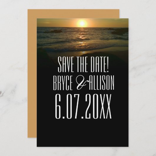 Sunset Beach Weddenschap Save the Date (Voorkant / Achterkant)