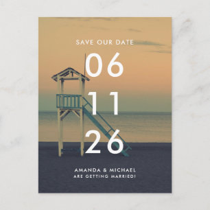 Sunset Beach Weddenschap Save the Date Briefkaart