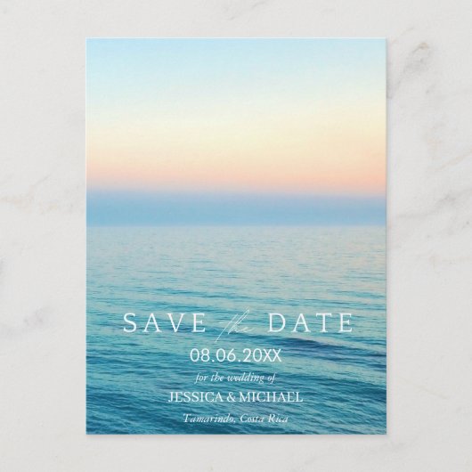 Sunset Beach Weddenschap Save the Dates Aankondigingskaart (Voorkant)
