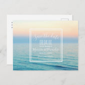 Sunset Beach Weddenschap Save the Dates Aankondigingskaart (Voorkant / Achterkant)
