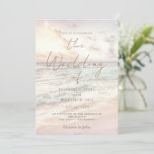 Sunset Beach Wedding Beachfront Wedding Invitation Kaart (Staand voorkant)