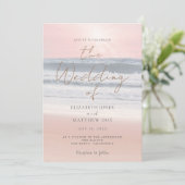 Sunset Beach Wedding Beachfront Wedding Invitation Kaart (Staand voorkant)