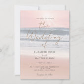 Sunset Beach Wedding Beachfront Wedding Invitation Kaart (Voorkant)