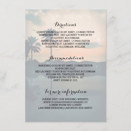 Sunset Beach Wedding Details - Informatie Informatiekaartje (Voorkant)