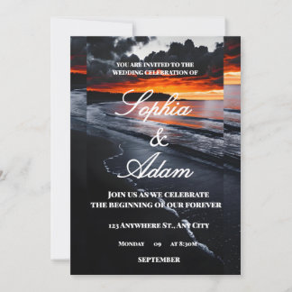 Sunset Beach Wedding Invitation Bedankkaart