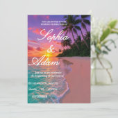 Sunset Beach Wedding Invitation Kaart (Staand voorkant)