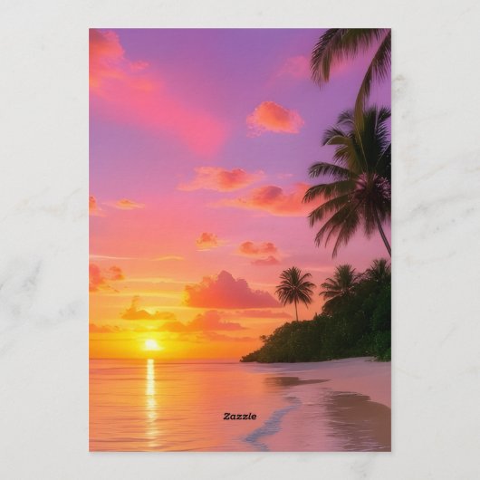 Sunset Beach Wedding Invitation Kaart (Achterkant)