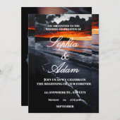 Sunset Beach Wedding Invitation Kaart (Voorkant / Achterkant)