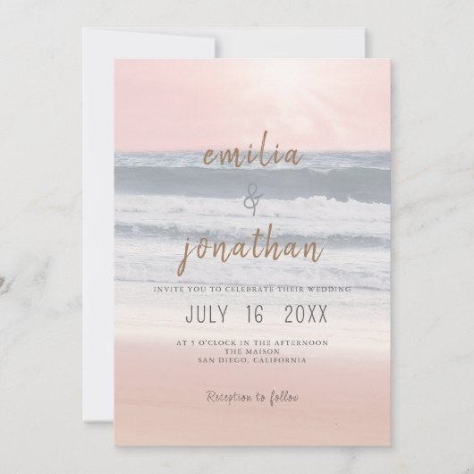 Sunset Beach Wedding | Oceanside Wedding Kaart (Voorkant)