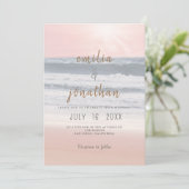 Sunset Beach Wedding | Oceanside Wedding Kaart (Staand voorkant)