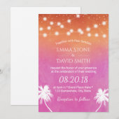Sunset Beach Wedding Palm Trees Elegant Waterverf Kaart (Voorkant / Achterkant)