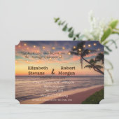 Sunset Beach Wedding , Palms, Lichtinvitatie Kaart (Staand voorkant)