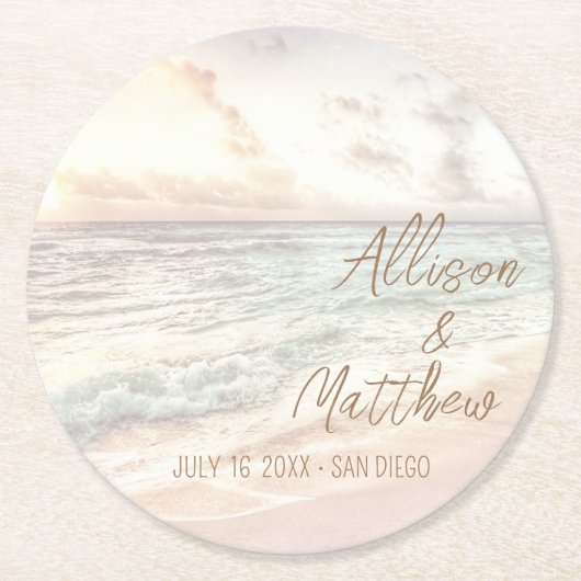 Sunset Beach Wedding Ronde Kartonnen Onderzetter (Voorkant)