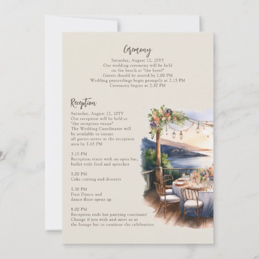 Sunset Beach Wedding Route Kaart (Achterkant)