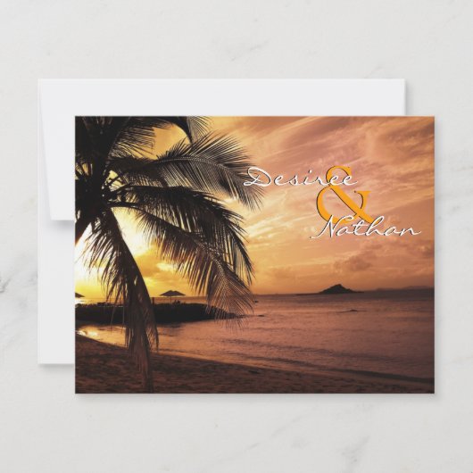 Sunset Beach Wedding RSVP Kaartje (Voorkant)
