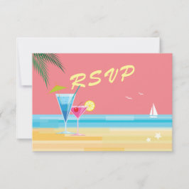Sunset Beach Wedding RSVP Kaartje