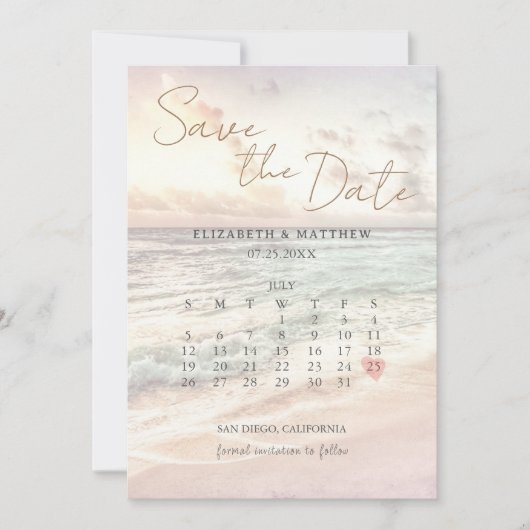 Sunset Beach Wedding Save The Date (Voorkant)