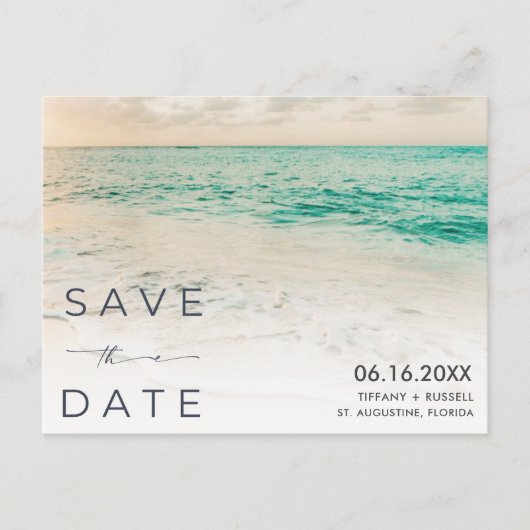 Sunset Beach Wedding Save the Date Briefkaart (Voorkant)
