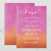 Sunset Beach Wedding Script Love Waterverf Kaart (Voorkant / Achterkant)