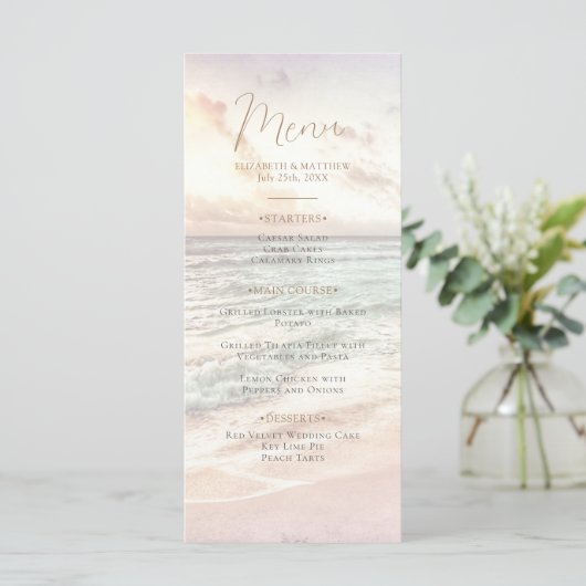 Sunset Beach Wedding | Seaside Beach Wedding Menu (Staand voorkant)