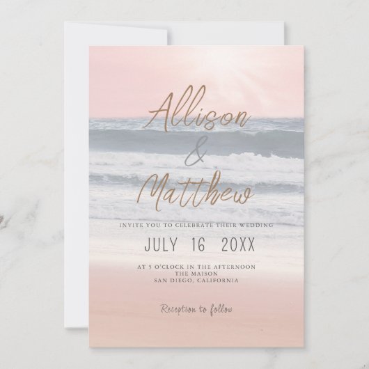 Sunset Beach Wedding | Seaside Wedding Kaart (Voorkant)