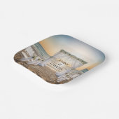 Sunset Beach Wedding With Bridal Arch Papieren Bordje (Gebogen)