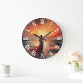 Sunset Beach Woman Wall Clock Art Grote Klok (Huis)