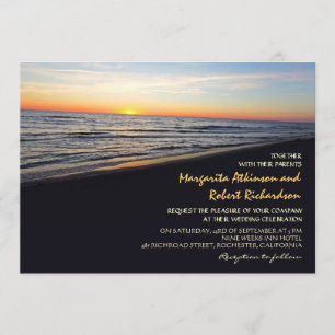 Sunset Beach zee huwelijksuitnodigingen Kaart