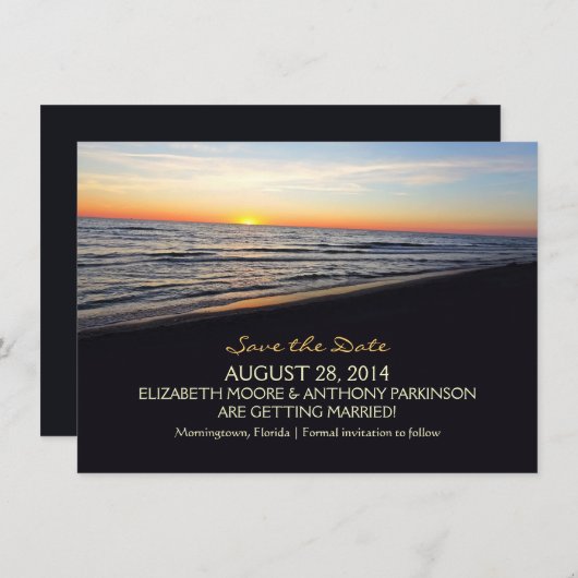 sunset beach zee SAVE THE DATE KAARTEN (Voorkant / Achterkant)