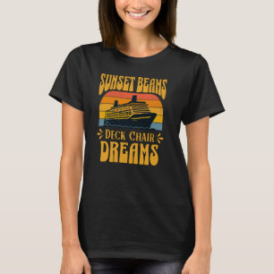 Sunset Beams Cruiseschip Familie Fun Drink Oceaan T-shirt