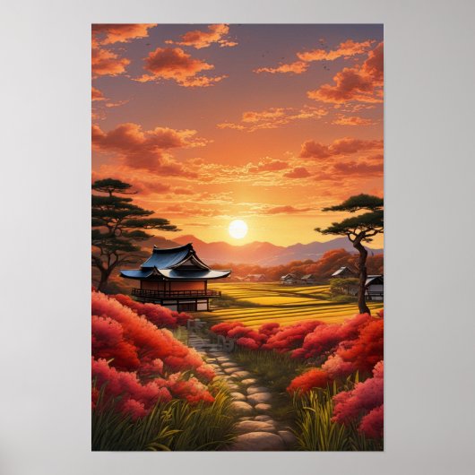 Sunset Beauty op het Japanse platteland Poster (Voorkant)
