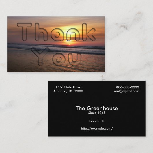 Sunset bedankt Visitekaartje (Voorkant / Achterkant)