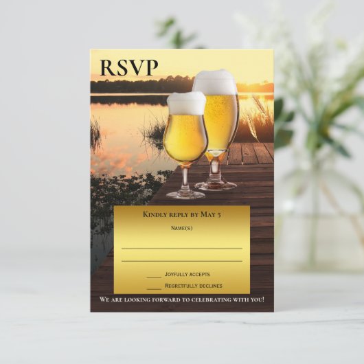 Sunset Beer Summer RSVP-kaart Kaart (Staand voorkant)