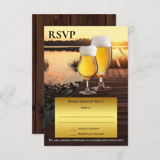 Sunset Beer Summer RSVP-kaart Kaart (Voorkant / Achterkant)