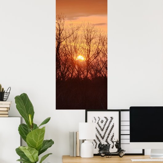 Sunset Behind the Trees Poster (Thuiskantoor)